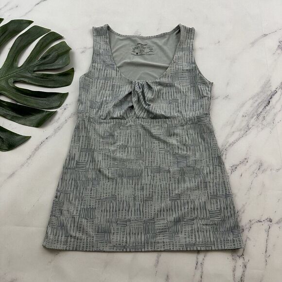 Patagonia Tops - Patagonia Womens Bandha Tank Top Size S Light Gray Floral Stretch Scoop Neck